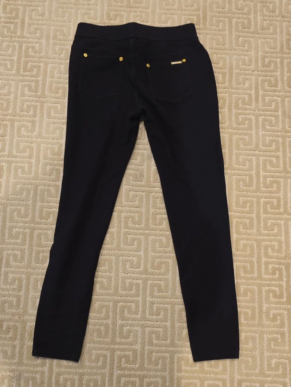 Michael Kors Black Stretch Ponte Jeggings with Gold Accents, Size S